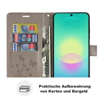 Handy Tasche für Samsung Galaxy A27 Hülle Handyhülle Klapphülle Wallet Case A27 Grau