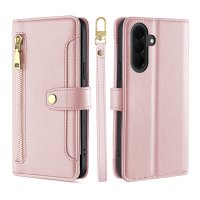 Handykette Samsung Galaxy A27 Hülle mit Band Handyhülle Kartenfächer PU Leder Umhängetasche Rosa