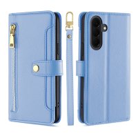 Handykette Samsung Galaxy A27 Hülle mit Band Handyhülle Kartenfächer PU Leder Umhängetasche Hellblau