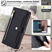 Handykette Google Pixel 11 Pro XL Hülle mit Band Handyhülle Kartenfächer PU Leder Umhängetasche Schwarz