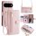 Handykette Google Pixel 11 Pro XL Hülle mit Band Handyhülle Kartenfächer PU Leder Umhängetasche Rosa