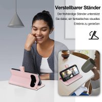 Handykette Google Pixel 11 / 11 Pro Hülle mit Band Handyhülle Kartenfächer PU Leder Umhängetasche Rosa