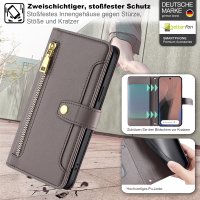 Handykette Google Pixel 11 / 11 Pro Hülle mit Band Handyhülle Kartenfächer PU Leder Umhängetasche Grau