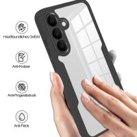 360° Hülle für Samsung A27, 360 Grad Handyhülle mit Integriertem Displayschutz Schwarz