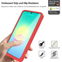 360° Hülle für Samsung A27, 360 Grad Handyhülle mit Integriertem Displayschutz Rot