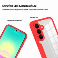 360° Hülle für Samsung A27, 360 Grad Handyhülle mit Integriertem Displayschutz Rot