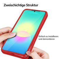 360° Hülle für Samsung A27, 360 Grad Handyhülle mit Integriertem Displayschutz Rot