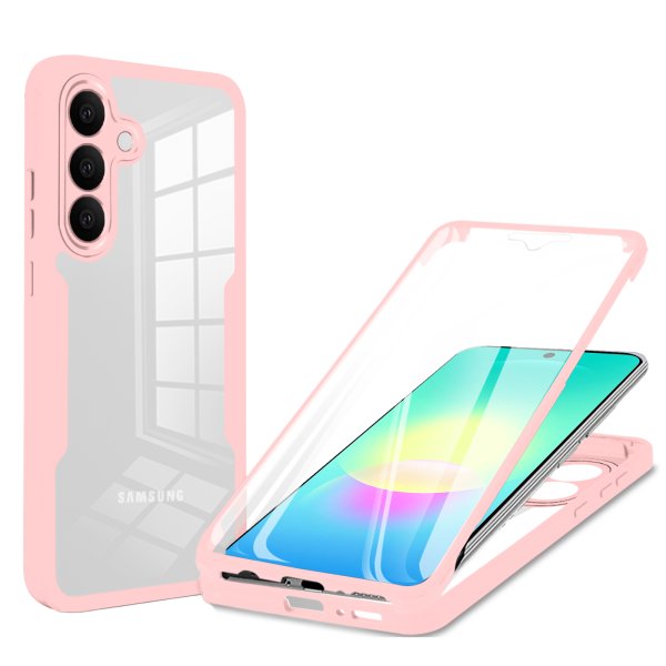 360° Hülle für Samsung A27, 360 Grad Handyhülle mit Integriertem Displayschutz Rosa
