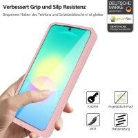 360° Hülle für Samsung A27, 360 Grad Handyhülle mit Integriertem Displayschutz Rosa
