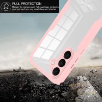 360° Hülle für Samsung A27, 360 Grad Handyhülle mit Integriertem Displayschutz Rosa