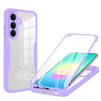 360° Hülle für Samsung A27, 360 Grad Handyhülle mit Integriertem Displayschutz Lila