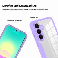 360° Hülle für Samsung A27, 360 Grad Handyhülle mit Integriertem Displayschutz Lila