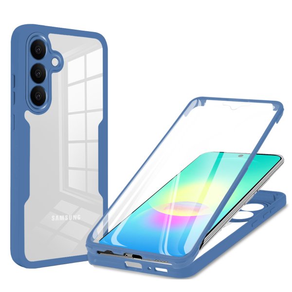 360° Hülle für Samsung A27, 360 Grad Handyhülle mit Integriertem Displayschutz Blau