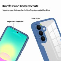 360° Hülle für Samsung A27, 360 Grad Handyhülle mit Integriertem Displayschutz Blau