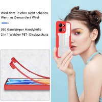 360° Grad Hülle für Xiaomi Redmi 17 4G / 5G Handyhülle Integriertem Displayschutz Rot