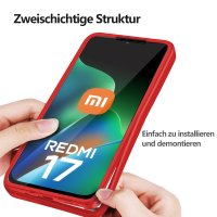 360° Grad Hülle für Xiaomi Redmi 17 4G / 5G Handyhülle Integriertem Displayschutz Rot