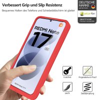 360° Grad Hülle für Xiaomi Redmi Note 17 4G / 5G Handyhülle Integriertem Displayschutz Rot