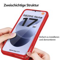 360° Grad Hülle für Xiaomi Redmi Note 17 4G / 5G Handyhülle Integriertem Displayschutz Rot