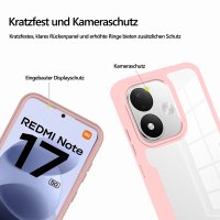 360° Grad Hülle für Xiaomi Redmi Note 17 4G / 5G Handyhülle Integriertem Displayschutz Rosa