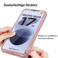 360° Grad Hülle für Xiaomi Redmi Note 17 4G / 5G Handyhülle Integriertem Displayschutz Rosa