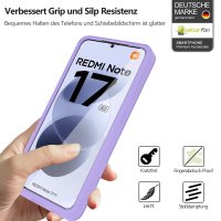 360° Grad Hülle für Xiaomi Redmi Note 17 4G / 5G Handyhülle Integriertem Displayschutz Lila