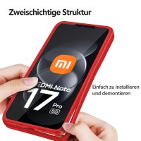360° Grad Hülle für Xiaomi Redmi Note 17 Pro 5G Handyhülle Integriertem Displayschutz Rot