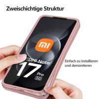 360° Grad Hülle für Xiaomi Redmi Note 17 Pro 5G Handyhülle Integriertem Displayschutz Rosa