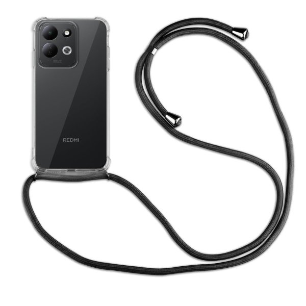 Handykette für Xiaomi Redmi 17 4G / 5G Hülle mit Band Case Handyhülle mit Kette in Schwarz