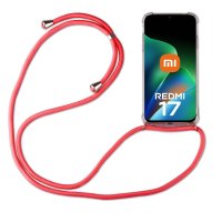 Handykette für Xiaomi Redmi 17 4G / 5G Hülle mit Band Case Handyhülle mit Kette in Rot