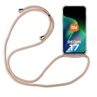 Handykette für Xiaomi Redmi 17 4G / 5G Hülle mit Band Case Handyhülle mit Kette in Beige / Braun