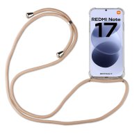 Handykette für Xiaomi Redmi Note 17 (4G / 5G) Hülle mit Band Case Handyhülle mit Kette in Beige / Braun