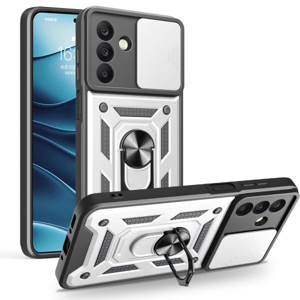 Outdoor Panzer Hülle für Samsung Galaxy A18 A17 A26 mit Kameraschutz Ringhalter Silber