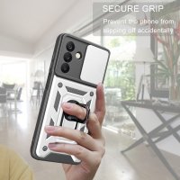 Outdoor Panzer Hülle für Samsung Galaxy A18 A17 A26 mit Kameraschutz Ringhalter Silber