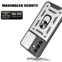 Outdoor Panzer Hülle für Samsung Galaxy A18 A17 A26 mit Kameraschutz Ringhalter Silber