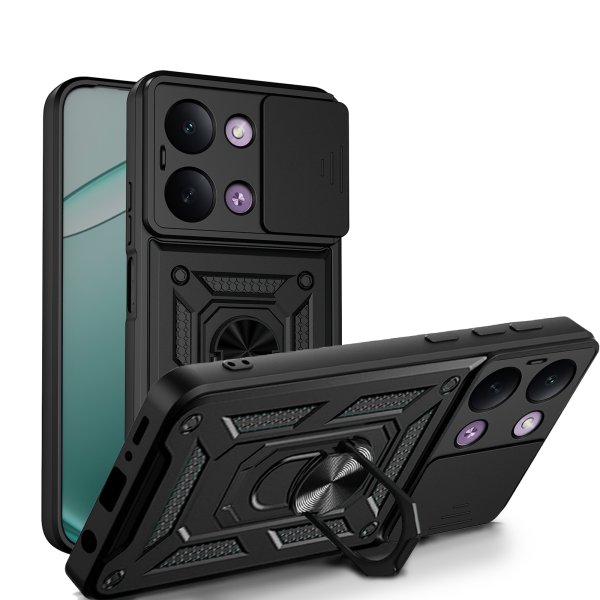 Outdoor Hülle für Xiaomi Redmi 17C Handyhülle Kameraschutz Ringhalter Schwarz