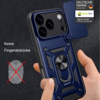 Panzer Hülle für iPhone 17 Pro / 18 Pro Handyhülle mit Kameraschutz Ringhalter Blau
