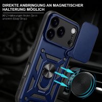 Panzer Hülle für iPhone 17 Pro / 18 Pro Handyhülle mit Kameraschutz Ringhalter Blau