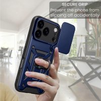 Panzer Hülle für iPhone 17 Pro / 18 Pro Handyhülle mit Kameraschutz Ringhalter Blau