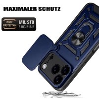 Panzer Hülle für iPhone 17 Pro / 18 Pro Handyhülle mit Kameraschutz Ringhalter Blau