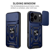 Panzer Hülle für iPhone 17 Pro / 18 Pro Handyhülle mit Kameraschutz Ringhalter Blau