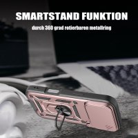 Panzer Hülle für iPhone 17 Pro / 18 Pro Handyhülle mit Kameraschutz Ringhalter Rosegold