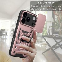 Panzer Hülle für iPhone 17 Pro / 18 Pro Handyhülle mit Kameraschutz Ringhalter Rosegold