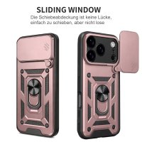 Panzer Hülle für iPhone 17 Pro / 18 Pro Handyhülle mit Kameraschutz Ringhalter Rosegold