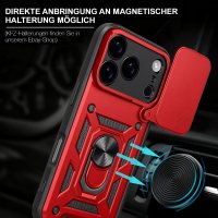 Panzer Hülle für iPhone 17 Pro / 18 Pro Handyhülle mit Kameraschutz Ringhalter Rot