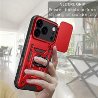 Panzer Hülle für iPhone 17 Pro / 18 Pro Handyhülle mit Kameraschutz Ringhalter Rot