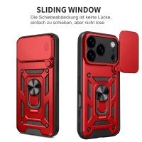 Panzer Hülle für iPhone 17 Pro / 18 Pro Handyhülle mit Kameraschutz Ringhalter Rot