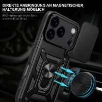 Panzer Hülle für iPhone 17 Pro / 18 Pro Handyhülle mit Kameraschutz Ringhalter Schwarz