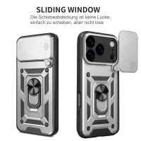 Panzer Hülle für iPhone 17 Pro / 18 Pro Handyhülle mit Kameraschutz Ringhalter Silber